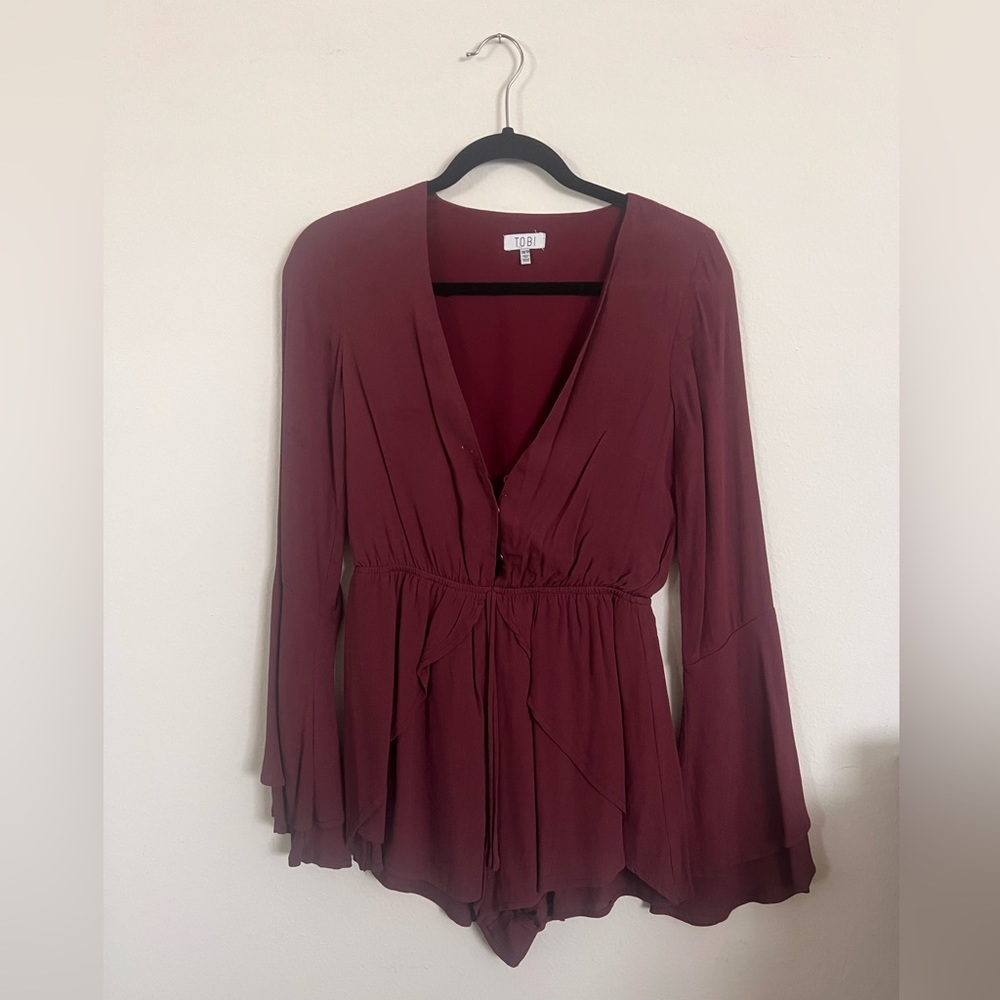 Maroon Tobi long sleeve romper
